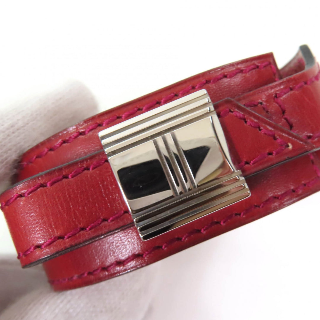 Great HERMES bracelet Artemis Bracelet Bangle Bordeaux leather Women M