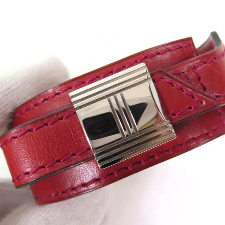 Great HERMES bracelet Artemis Bracelet Bangle Bordeaux leather Women M