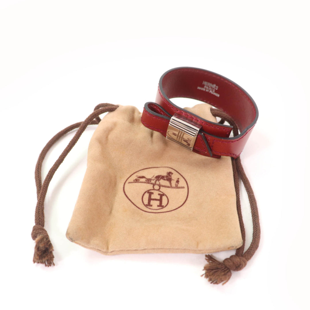Great HERMES bracelet Artemis Bracelet Bangle Bordeaux leather Women M