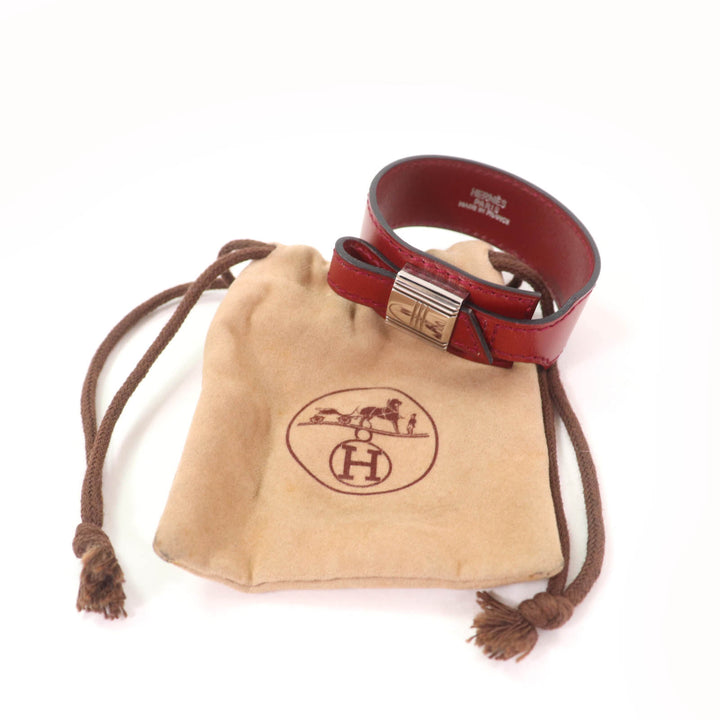 Great HERMES bracelet Artemis Bracelet Bangle Bordeaux leather Women M