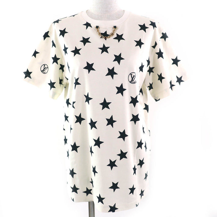 Great LOUIS VUITTON Short sleeve T-shirt LV Logo Star Chain Crewneck Ivory S