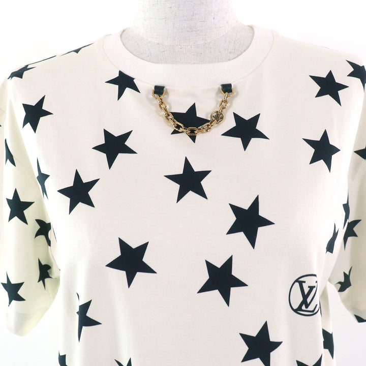 Great LOUIS VUITTON Short sleeve T-shirt LV Logo Star Chain Crewneck Ivory S