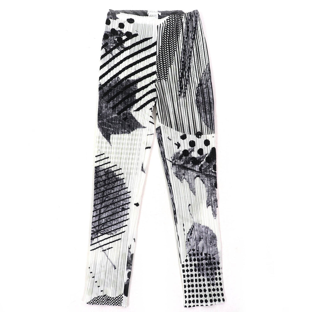 Excellent PLEATS PLEASE Pants All-over pattern design White black system 4