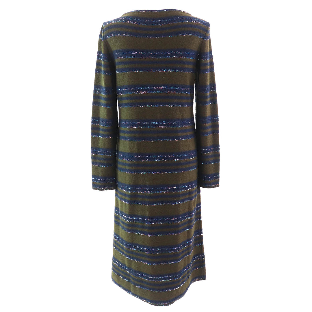 Great CHANEL one piece COCO Button Sequin Border Pattern cashmere 38 P62936
