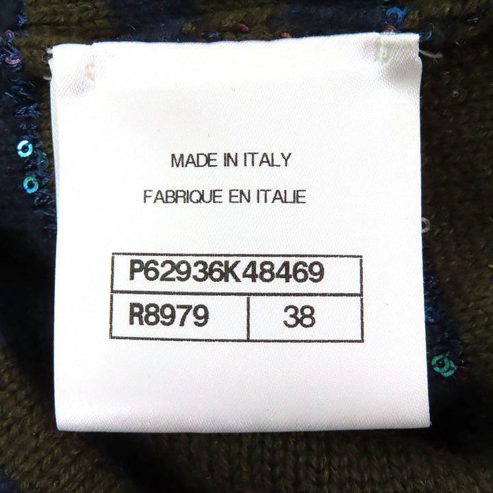 Great CHANEL one piece COCO Button Sequin Border Pattern cashmere 38 P62936