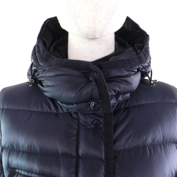 Great MONCLER down coat HERMINE Logo patch Hooded Navy Nylon Women 0