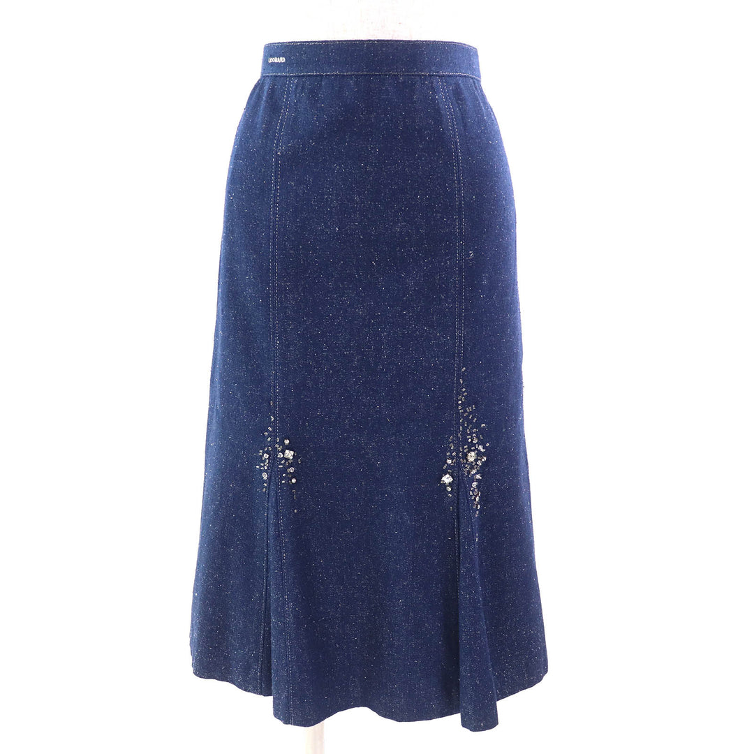 Great LEONARD FASHION two-piece set Logo embroidered jeweled jacket and skirt