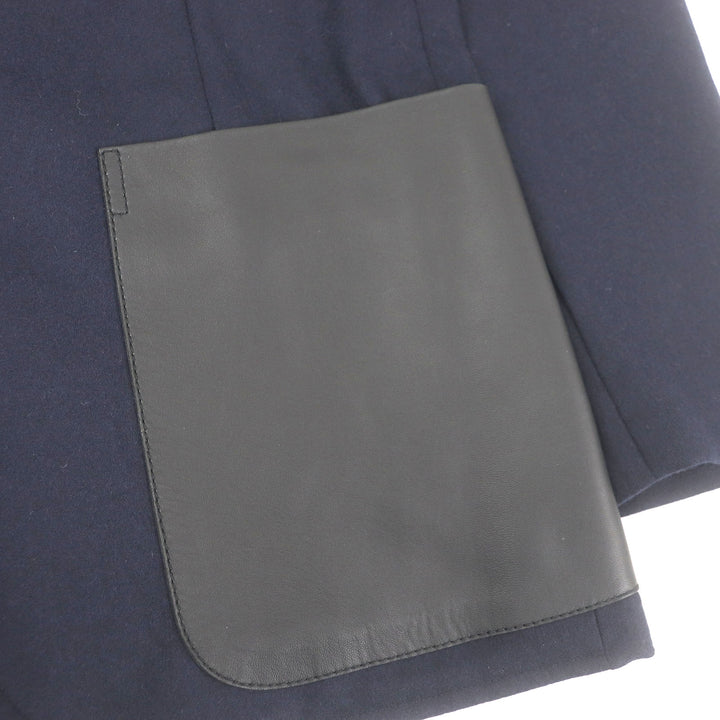 Excellent HERMES suit Leather pocket Navy hair mens 48
