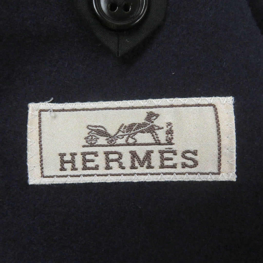 Excellent HERMES suit Leather pocket Navy hair mens 48