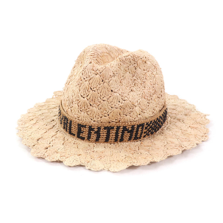 Pristine Valentino Borsalino hat Panama hat with embroidered logo natural