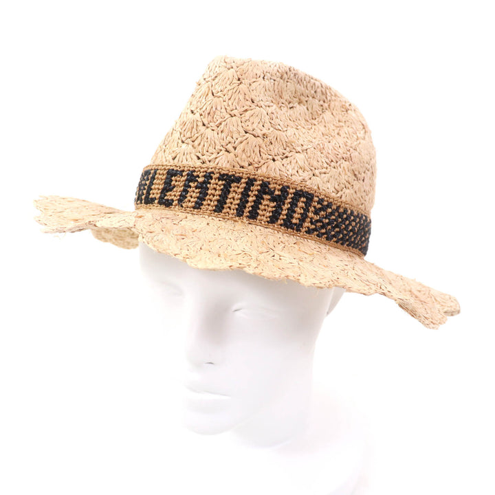 Pristine Valentino Borsalino hat Panama hat with embroidered logo natural