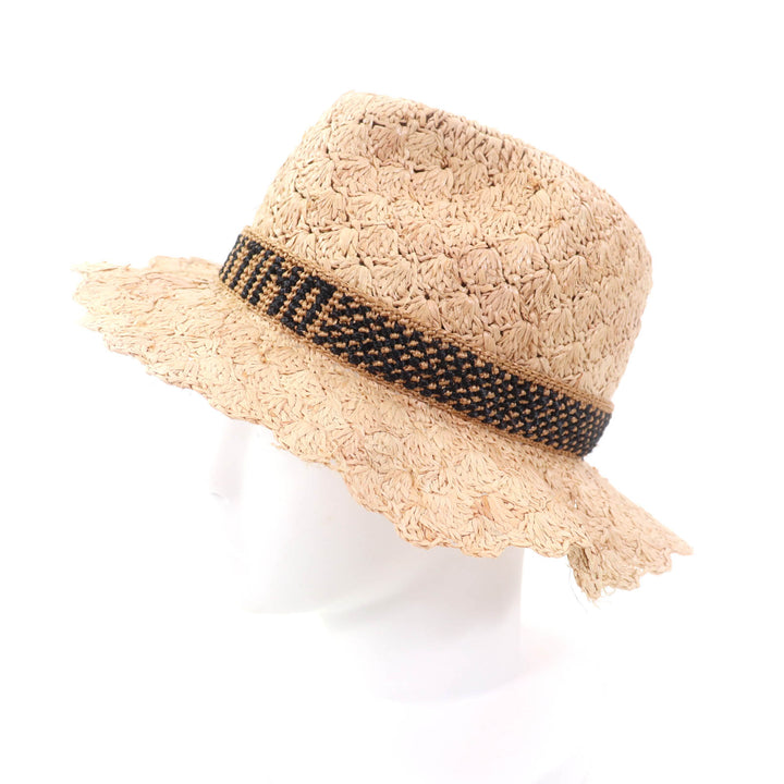 Pristine Valentino Borsalino hat Panama hat with embroidered logo natural