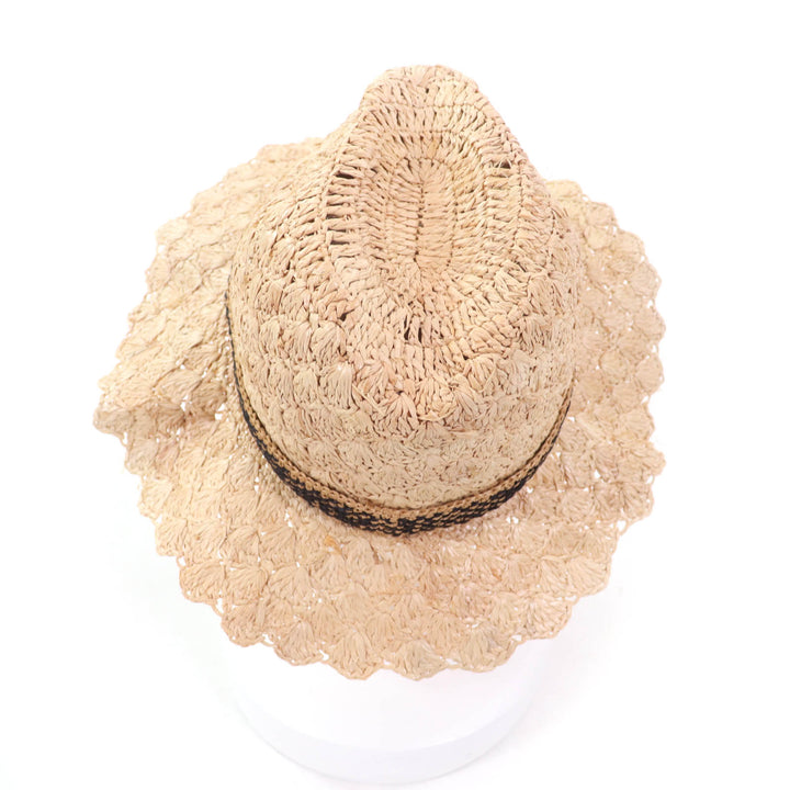 Pristine Valentino Borsalino hat Panama hat with embroidered logo natural