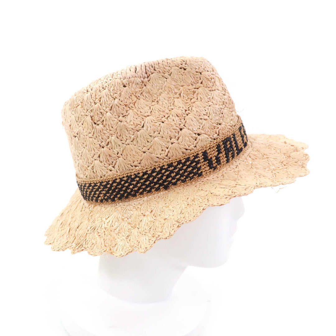Pristine Valentino Borsalino hat Panama hat with embroidered logo natural