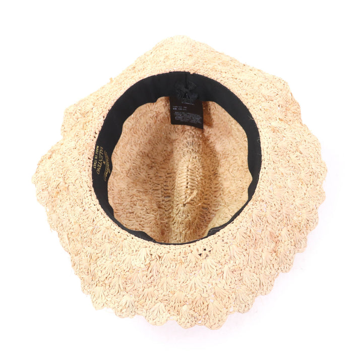 Pristine Valentino Borsalino hat Panama hat with embroidered logo natural