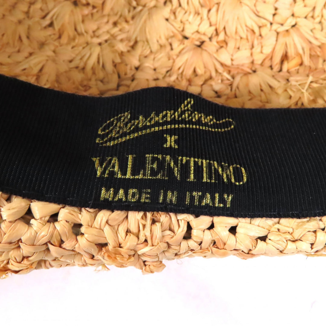 Pristine Valentino Borsalino hat Panama hat with embroidered logo natural