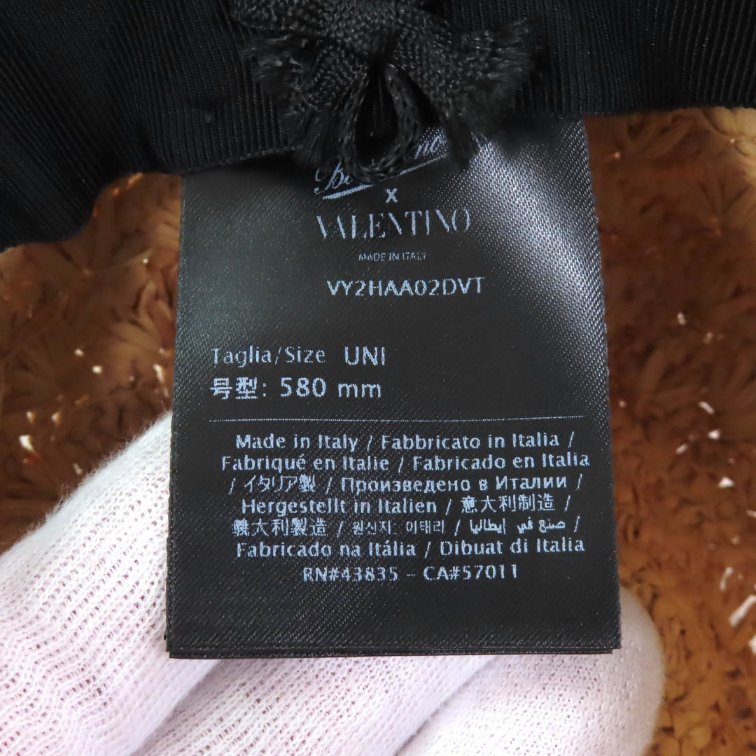 Pristine Valentino Borsalino hat Panama hat with embroidered logo natural