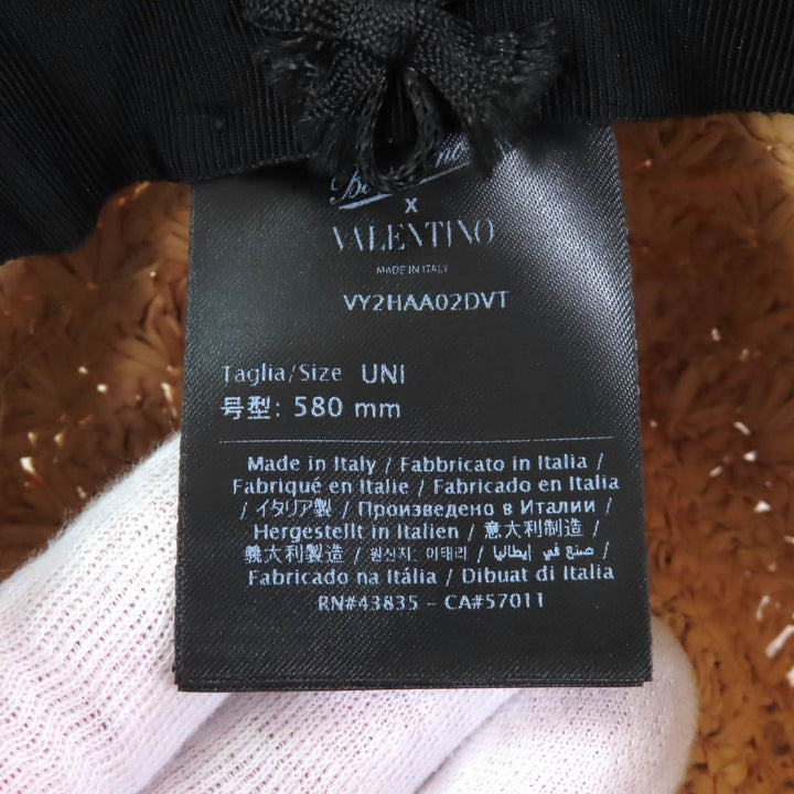 Pristine Valentino Borsalino hat Panama hat with embroidered logo natural