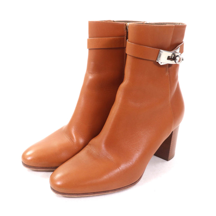 Great HERMES short boots Saint Germain Kelly Metal Brown leather Women 36.5