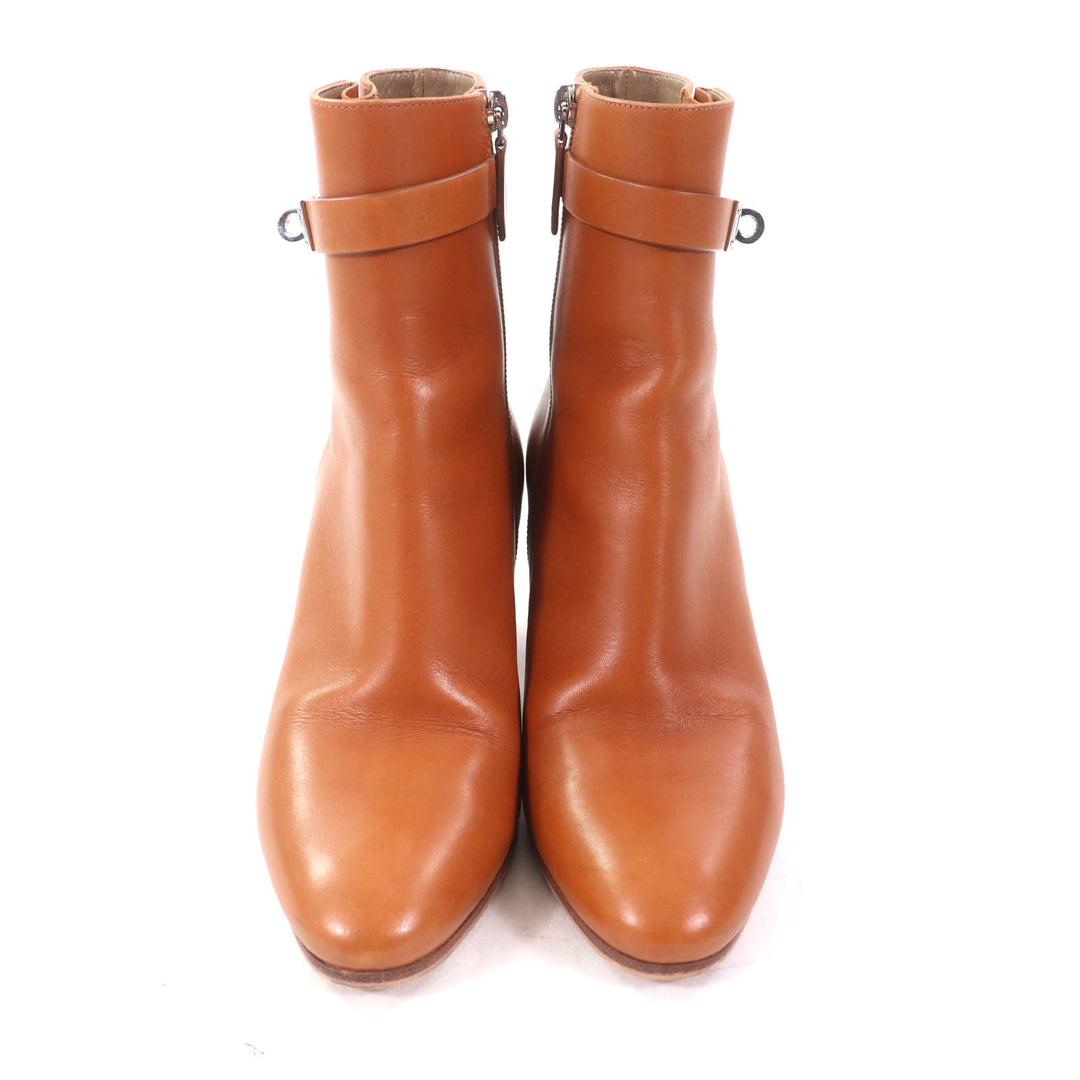 Great HERMES short boots Saint Germain Kelly Metal Brown leather Women 36.5