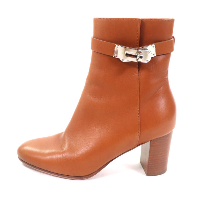 Great HERMES short boots Saint Germain Kelly Metal Brown leather Women 36.5
