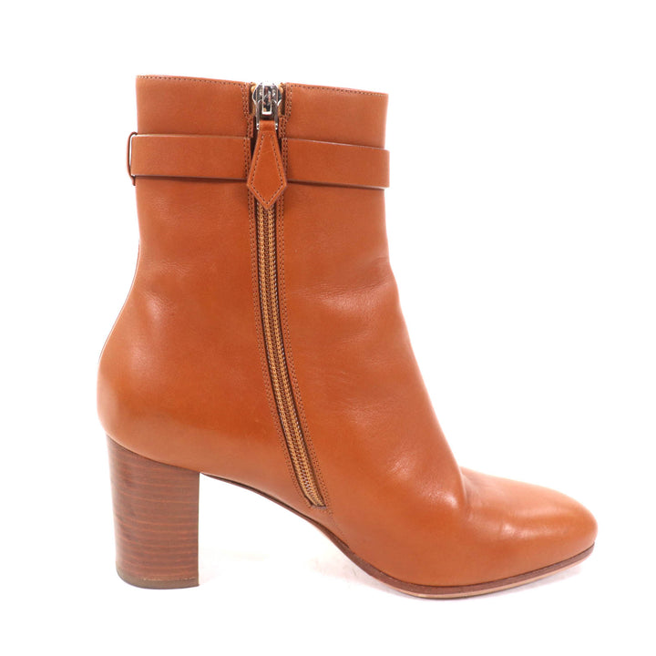 Great HERMES short boots Saint Germain Kelly Metal Brown leather Women 36.5