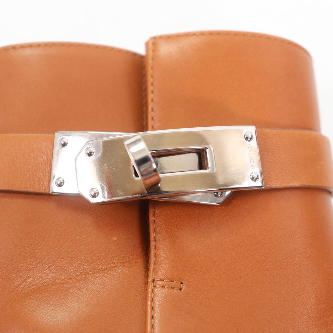Great HERMES short boots Saint Germain Kelly Metal Brown leather Women 36.5