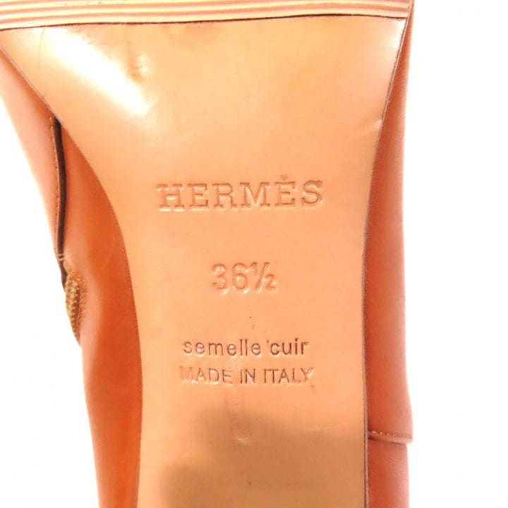 Great HERMES short boots Saint Germain Kelly Metal Brown leather Women 36.5