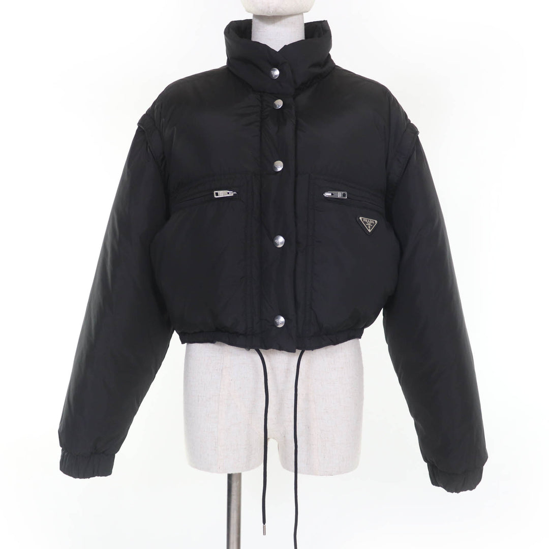 Excellent PRADA Down jacket RE-NYLON Triangle Logo Cropped 2-Way Women 29Y132