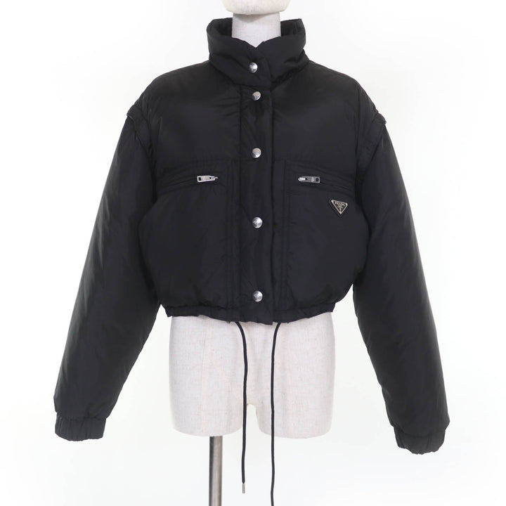 Excellent PRADA Down jacket RE-NYLON Triangle Logo Cropped 2-Way Women 29Y132