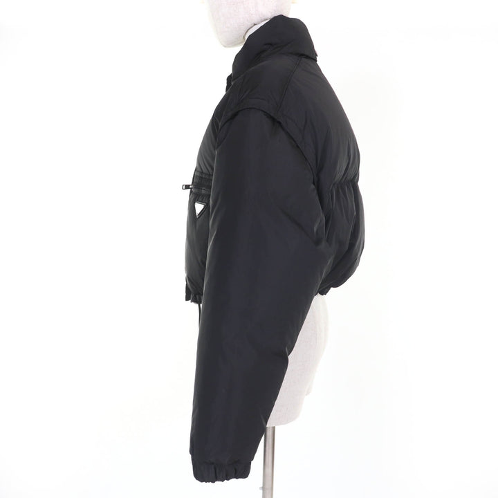 Excellent PRADA Down jacket RE-NYLON Triangle Logo Cropped 2-Way black Women 29Y132