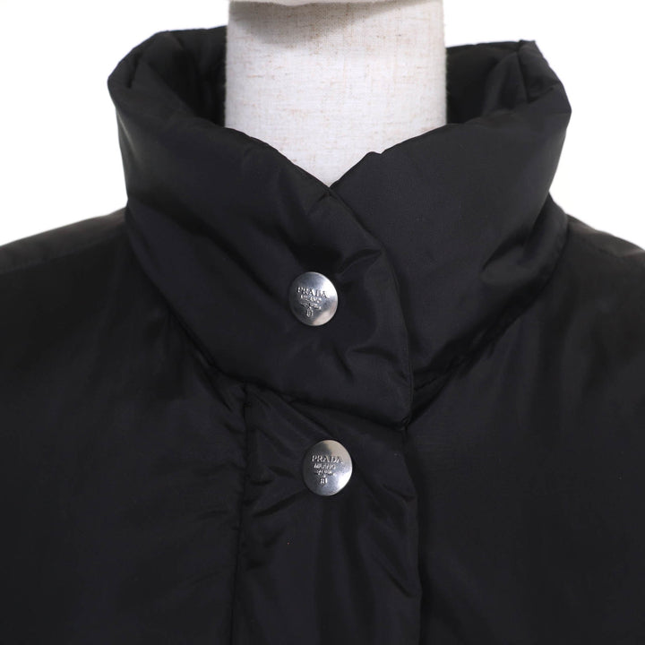 Excellent PRADA Down jacket RE-NYLON Triangle Logo Cropped 2-Way black Women 29Y132