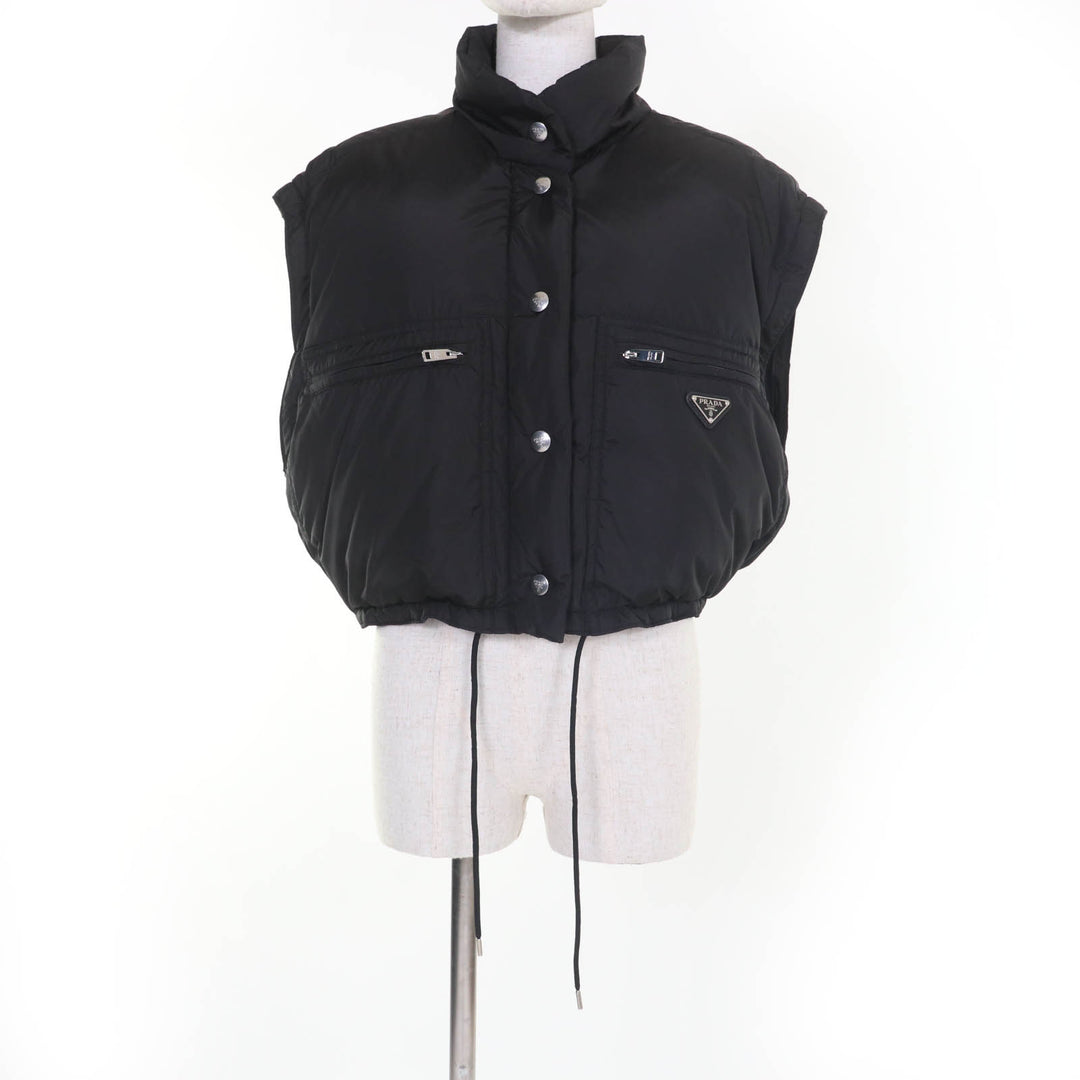 Excellent PRADA Down jacket RE-NYLON Triangle Logo Cropped 2-Way black Women 29Y132