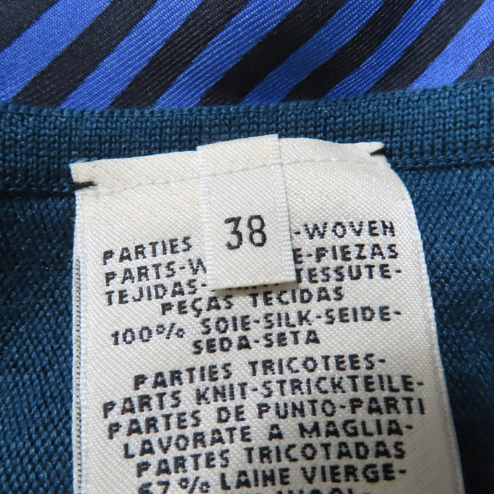 Excellent HERMES tops Sleeveless knit Blue green silk Women 38