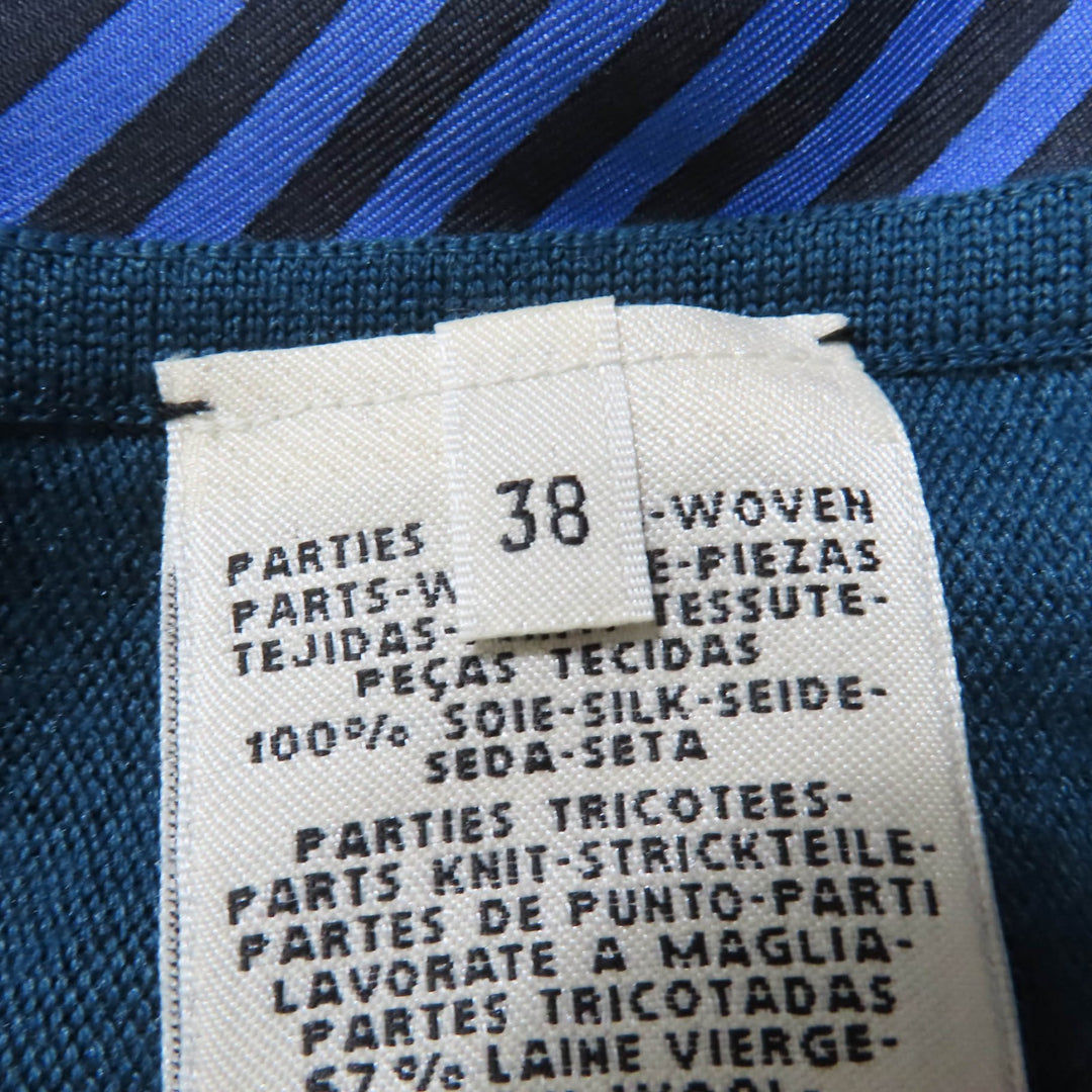 Excellent HERMES tops Sleeveless knit Blue green silk Women 38