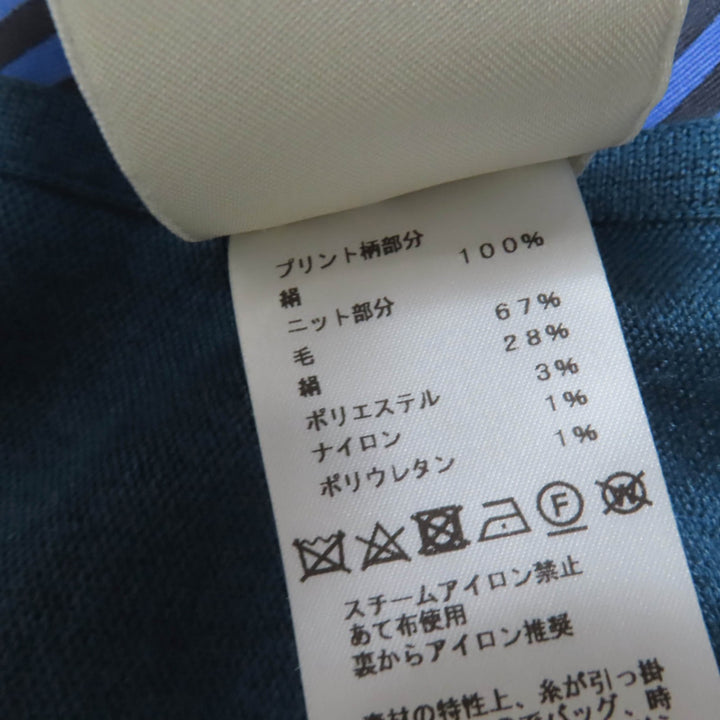 Excellent HERMES tops Sleeveless knit Blue green silk Women 38