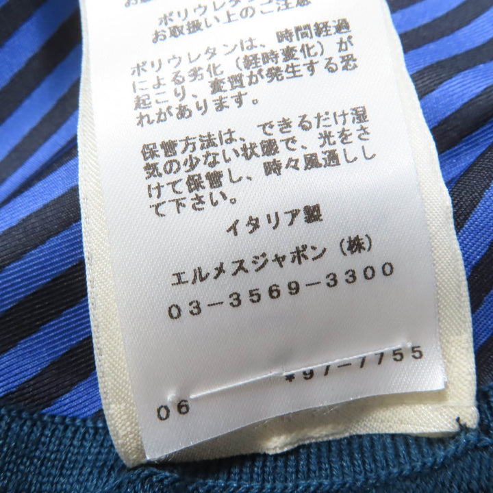 Excellent HERMES tops Sleeveless knit Blue green silk Women 38