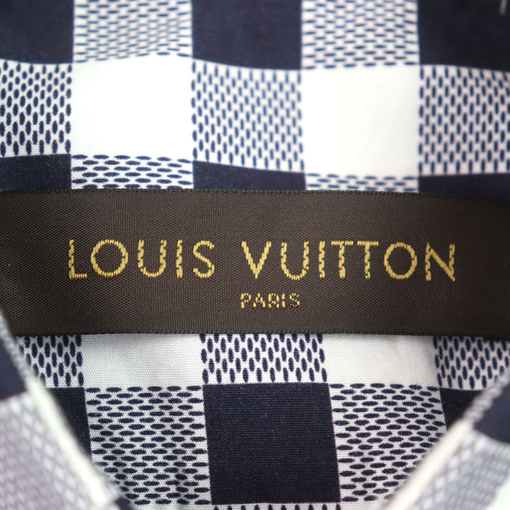 Excellent LOUIS VUITTON Long sleeve shirt logo print check cotton XS HBS95W