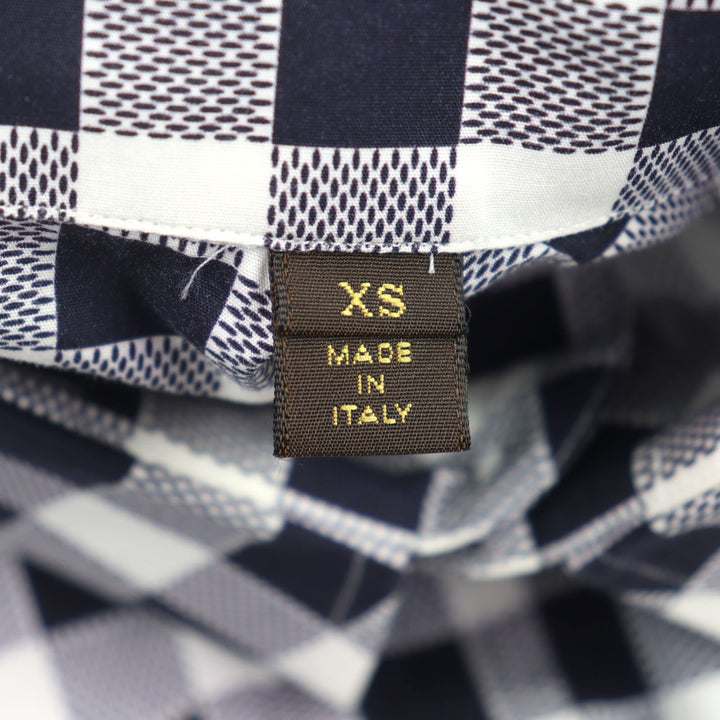 Excellent LOUIS VUITTON Long sleeve shirt logo print check cotton XS HBS95W