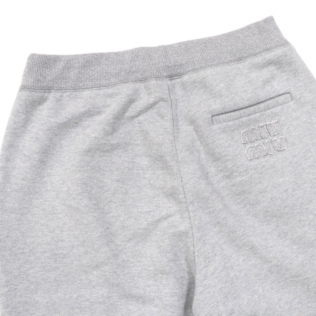 Excellent MIUMIU Pants Logo fleece sweatpants gray cotton Women 40 MJP335