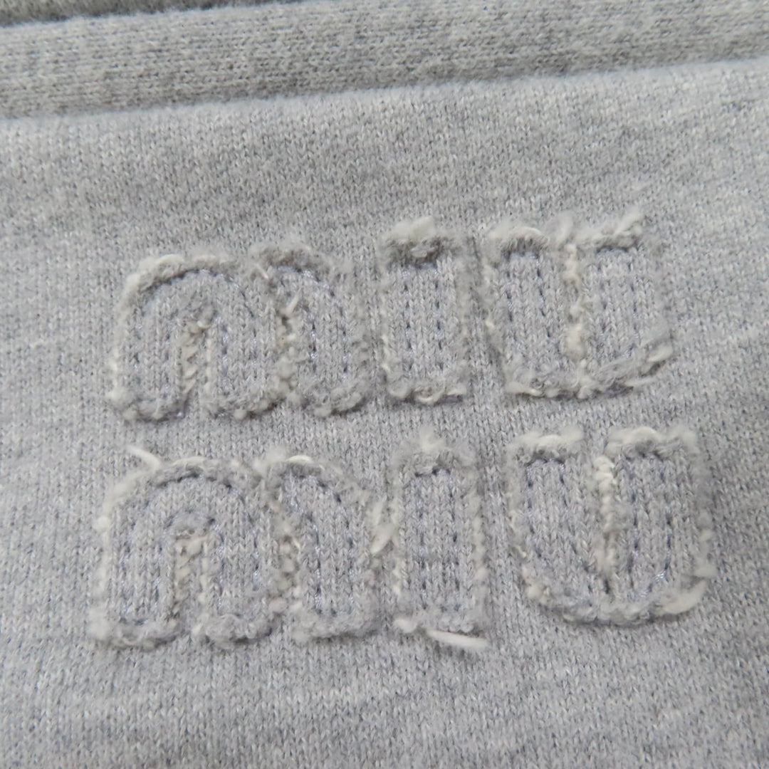Excellent MIUMIU Pants Logo fleece sweatpants gray cotton Women 40 MJP335