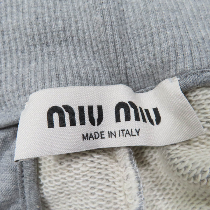Excellent MIUMIU Pants Logo fleece sweatpants gray cotton Women 40 MJP335