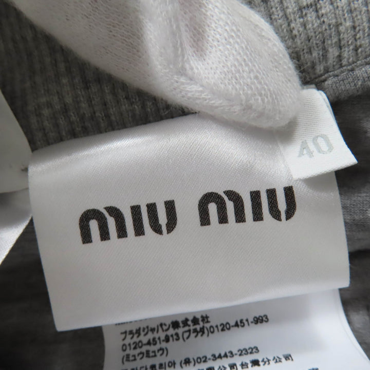 Excellent MIUMIU Pants Logo fleece sweatpants gray cotton Women 40 MJP335