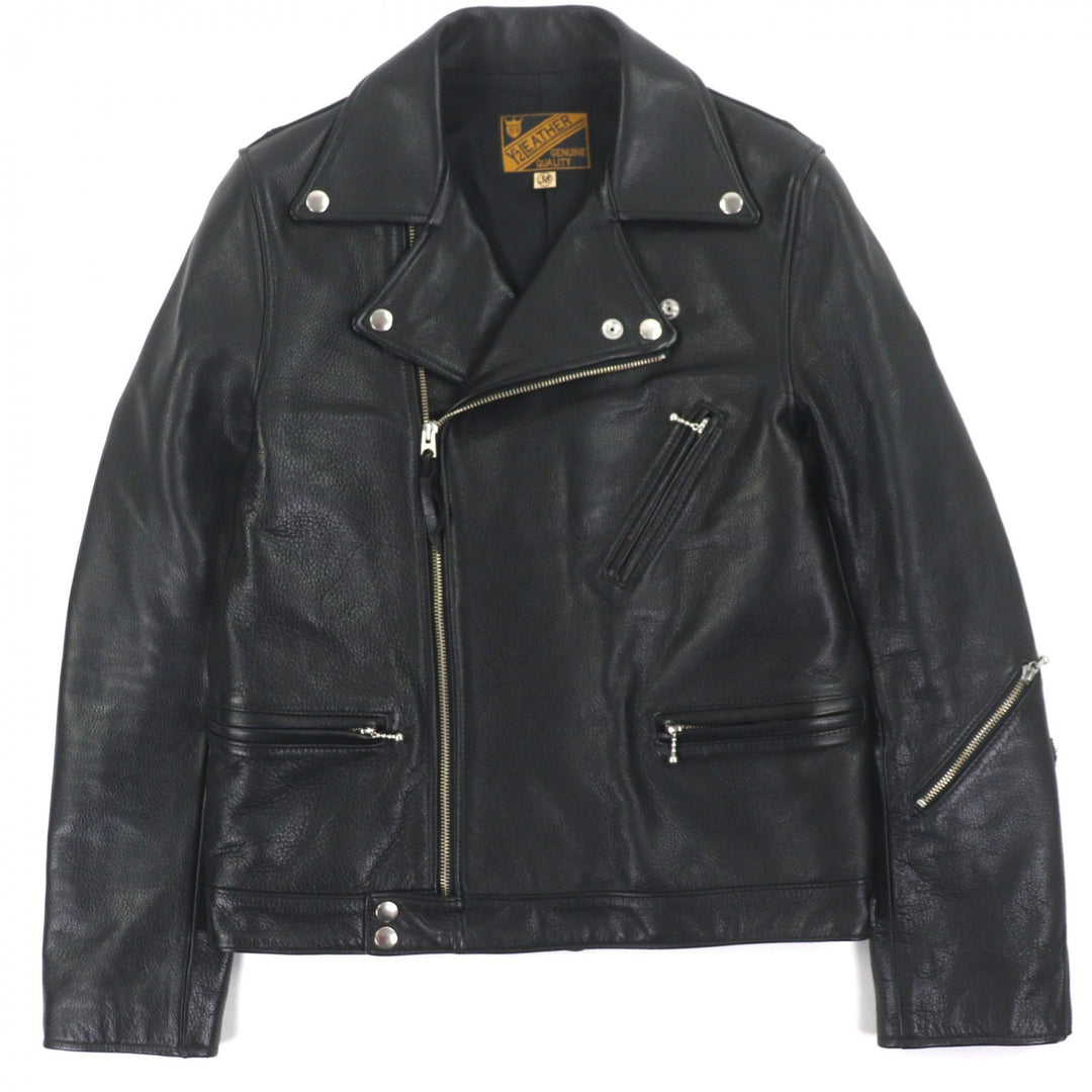Great Y'2 LEATHER Leather jacket Double steer oil black Cowhide mens 38 SR-39
