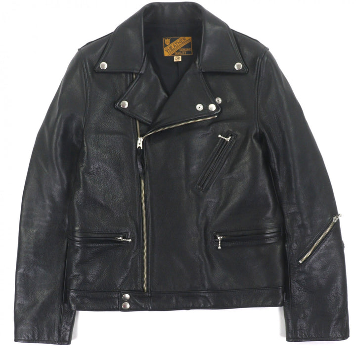 Great Y'2 LEATHER Leather jacket Double steer oil black Cowhide mens 38 SR-39