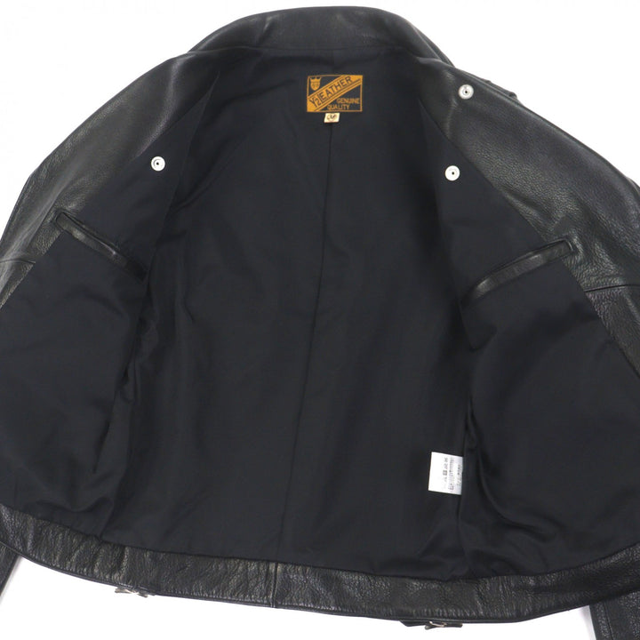 Great Y'2 LEATHER Leather jacket Double steer oil black Cowhide mens 38 SR-39