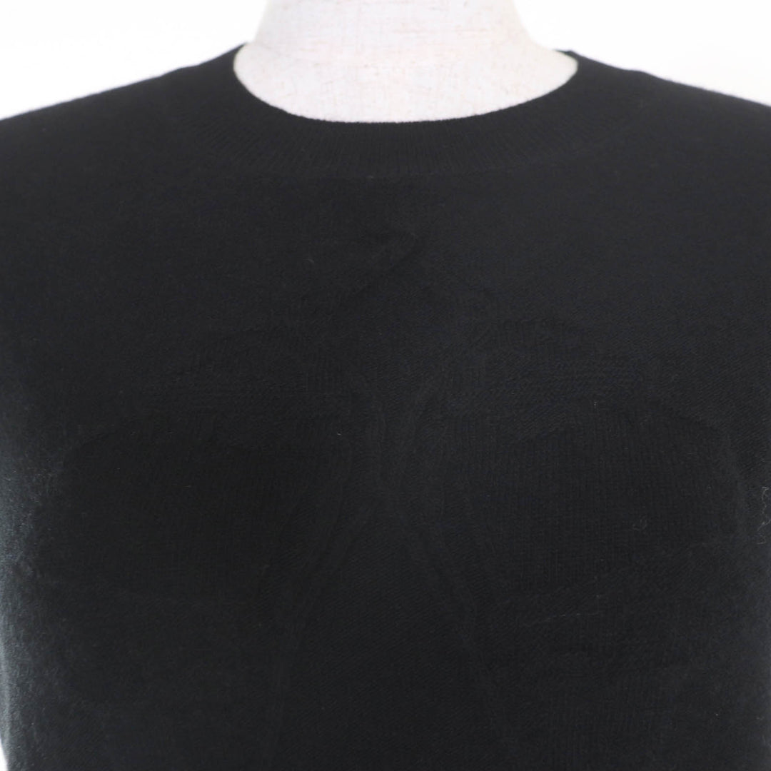 Great HERMES Short sleeve knit H lift black wool Women 40