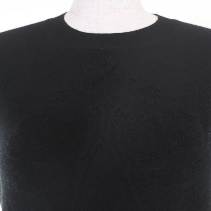 Great HERMES Short sleeve knit H lift black wool Women 40