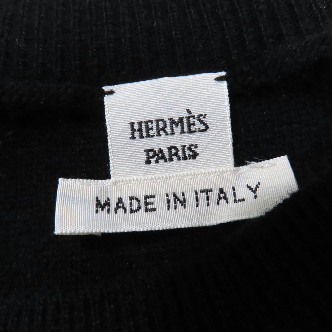 Great HERMES Short sleeve knit H lift black wool Women 40