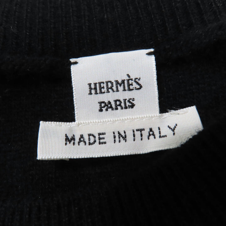 Great HERMES Short sleeve knit H lift black wool Women 40
